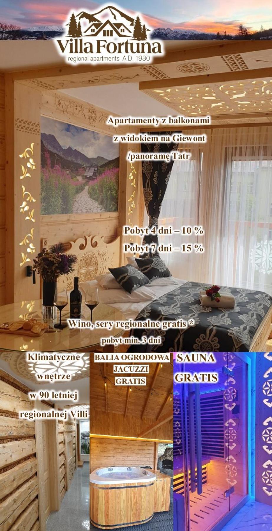 Villa Fortuna - Regionalne Apartamenty & Spa - Sauna, Grill, Jacuzzi Z Widokiem Na Tatry Zakopane Buitenkant foto